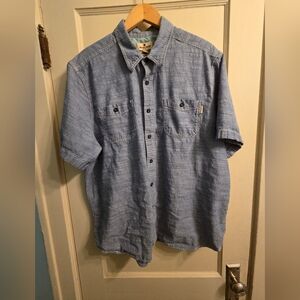Woolrich Men's Light Blue Casual Button Down Short Sleeve XXL 100% Cotton